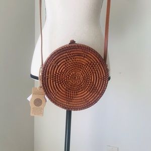 COPY - NWT gorgeous rattan & leather shoulder bag…